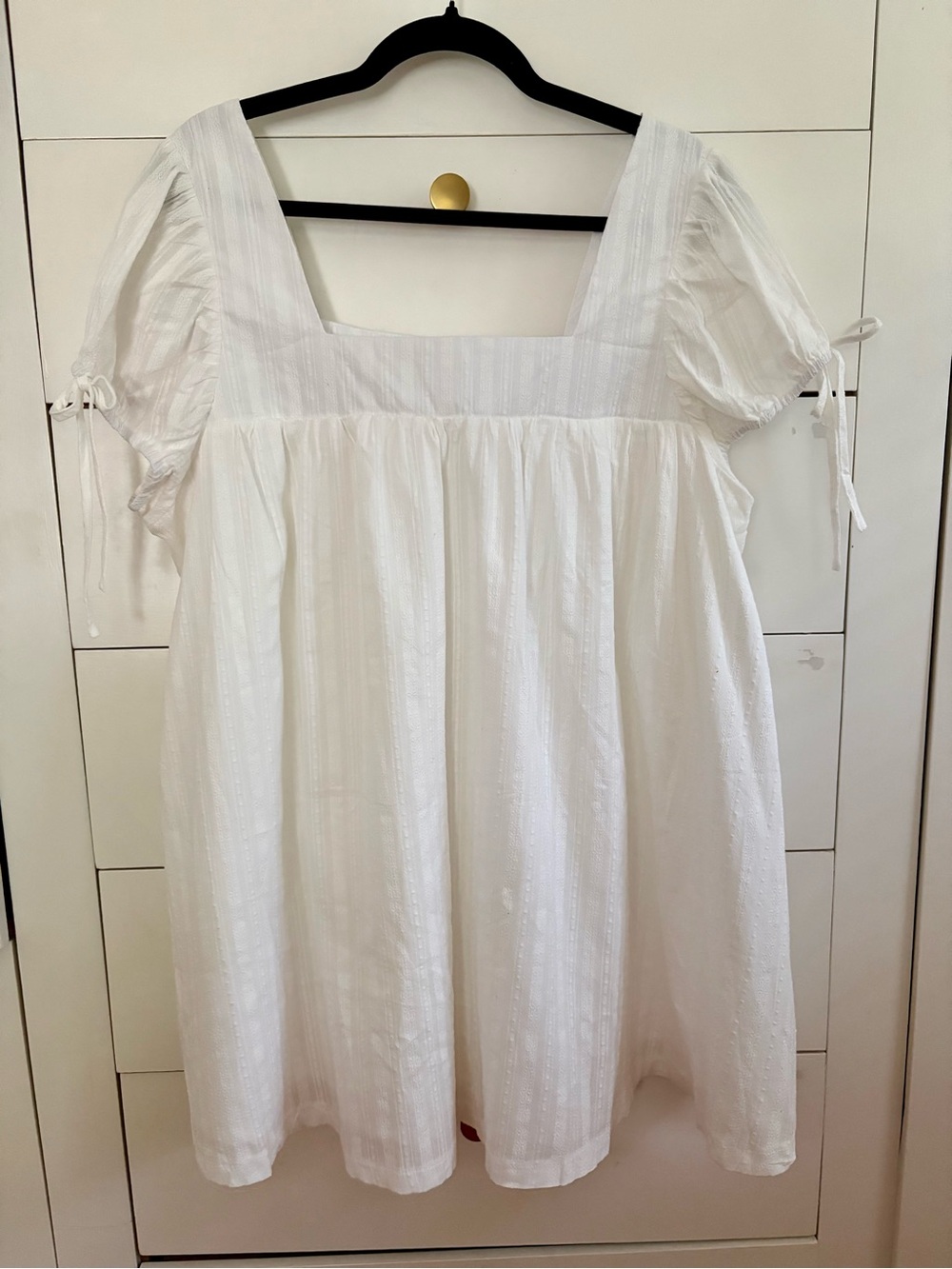 White Square Neck Babydoll Dress NWOT